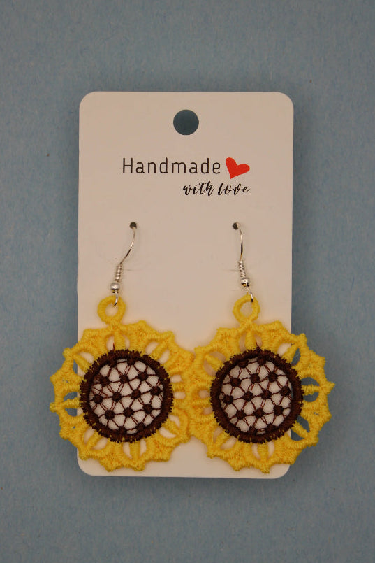 Earrings (Lace) - Sunflowers